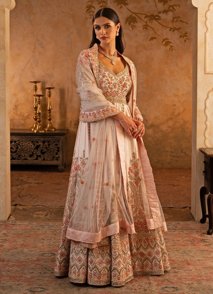 Blush Pink Raw Silk Anarkali Set