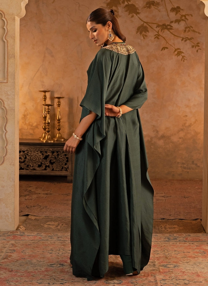 Bottle Green Silk Kaftan