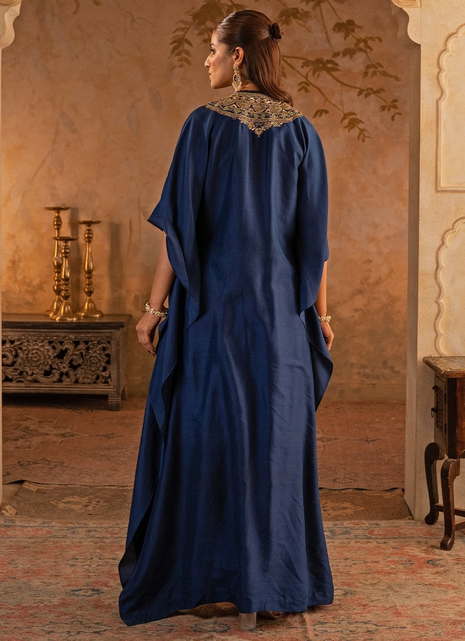 Navy Blue Silk Kaftan
