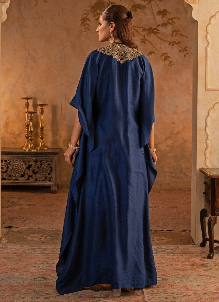 Navy Blue Silk Kaftan