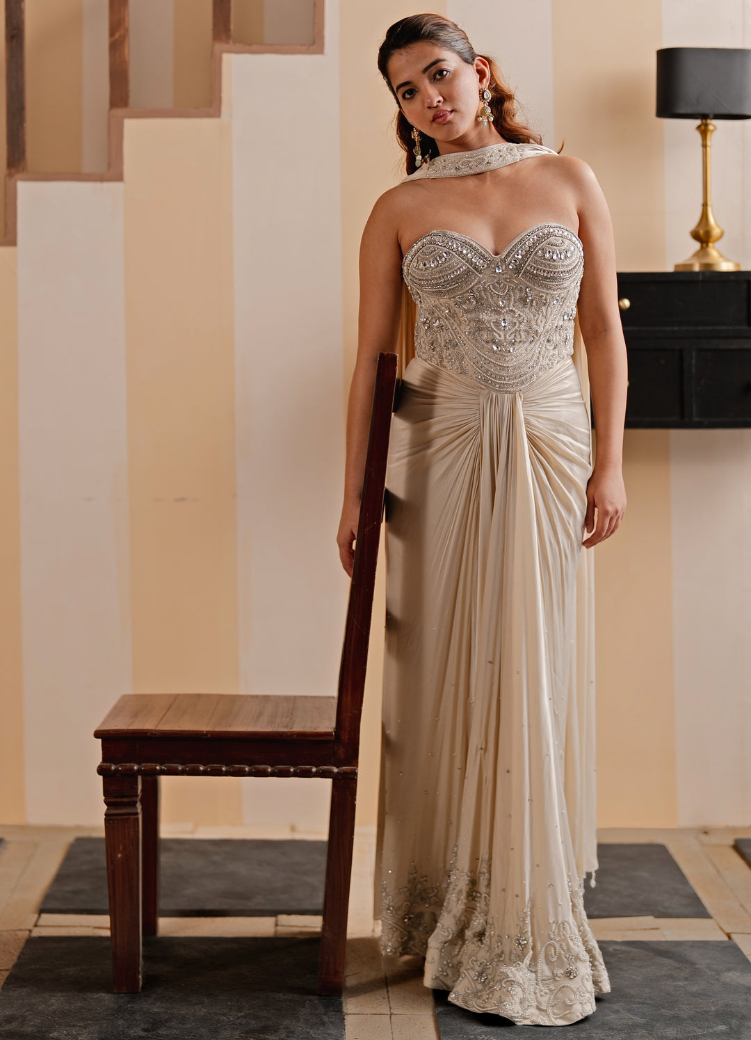 Champagne Satin Reverie Corset Gown