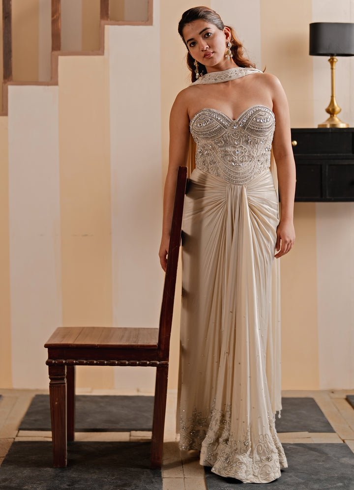 Champagne Satin Reverie Corset Gown