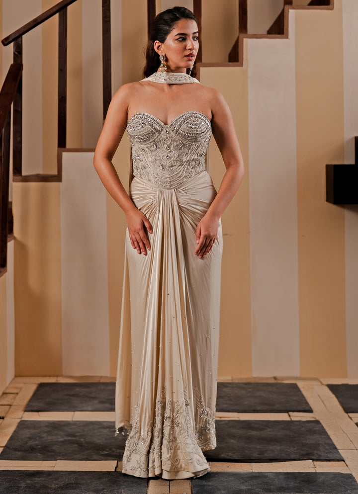 Champagne Satin Reverie Corset Gown