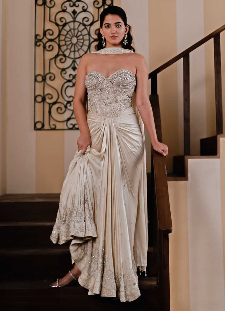 Champagne Satin Reverie Corset Gown