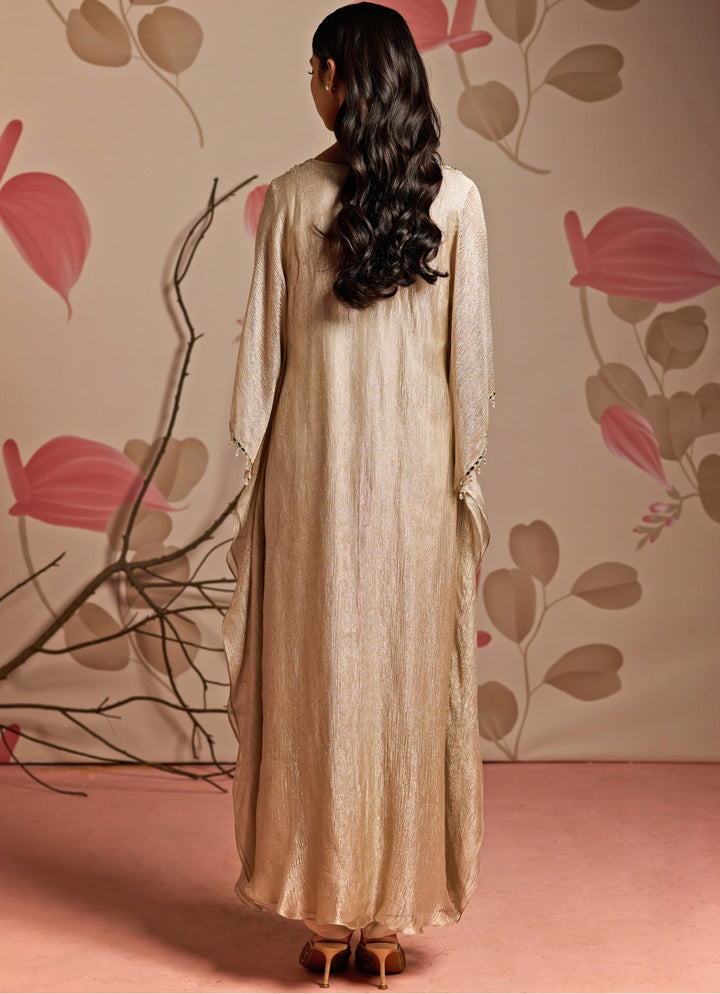 Gold Embroidered Kaftan Kurta Pants Set