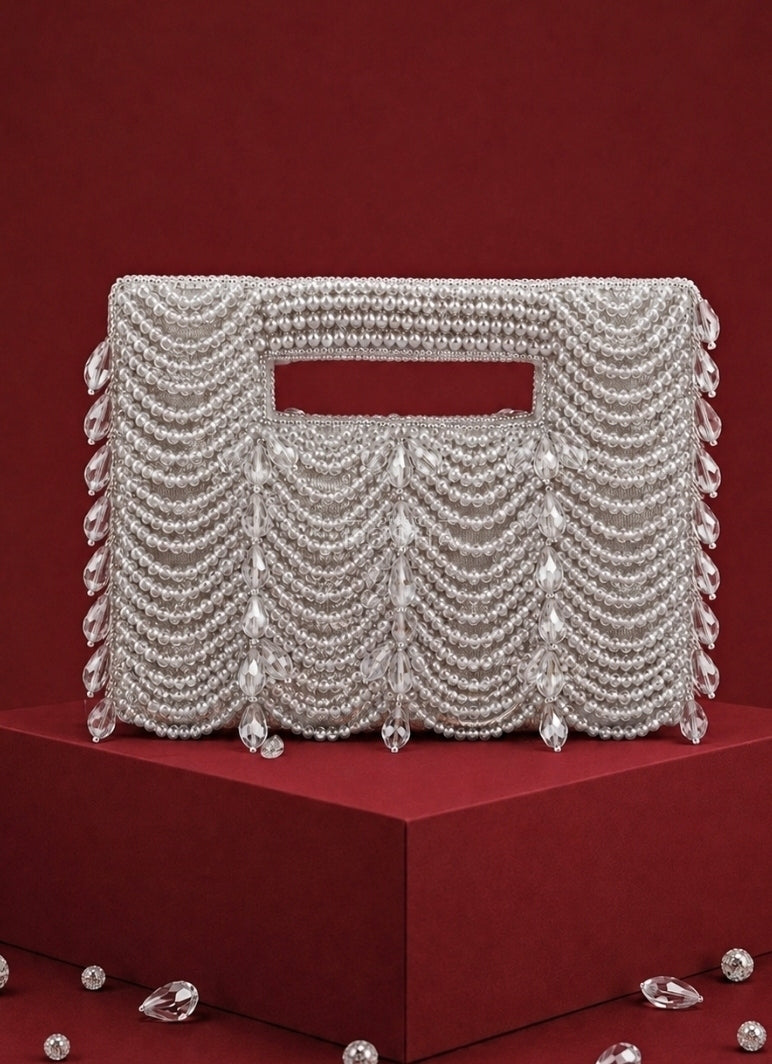 Silver Suede Handcrafted Clutch