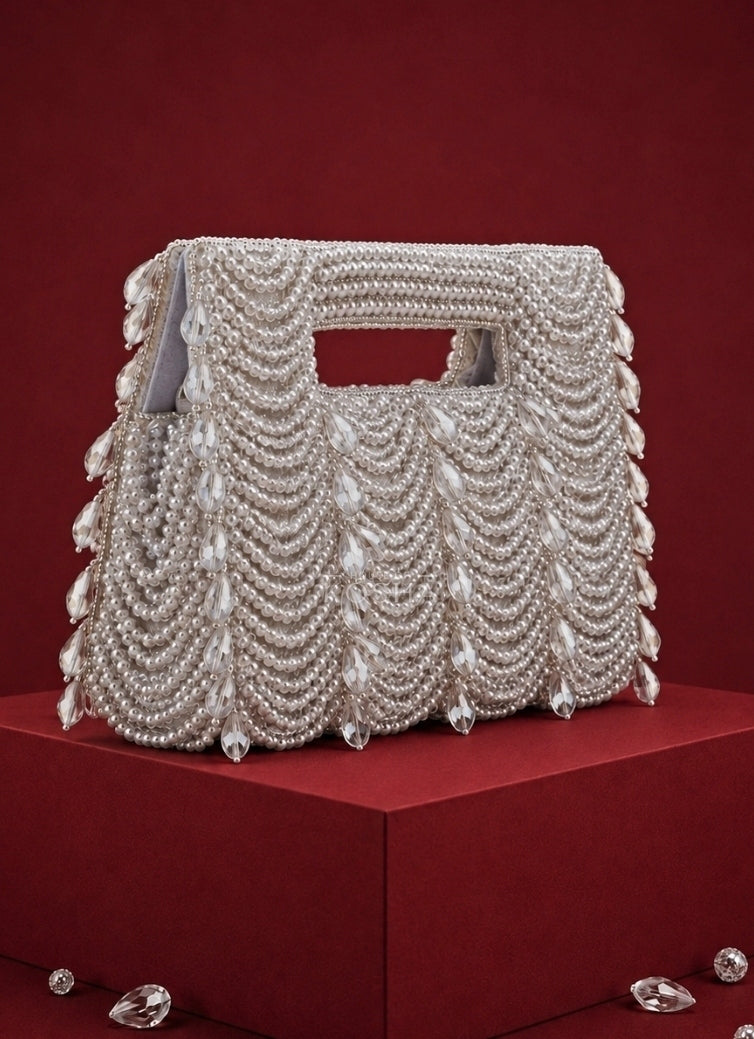 Silver Suede Handcrafted Clutch