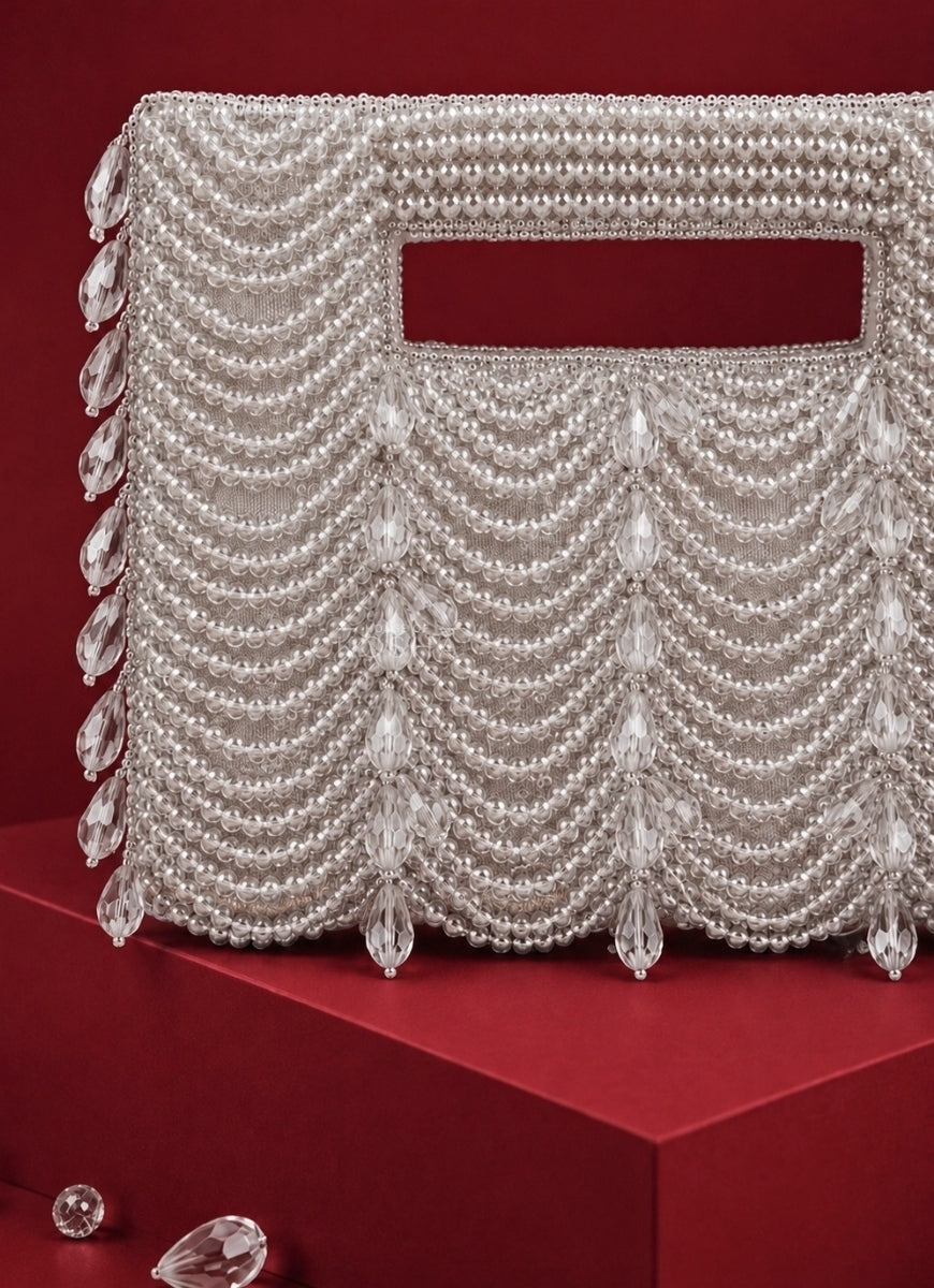 Silver Suede Handcrafted Clutch