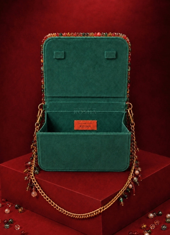 Multicolor Suede Embellished Mini Bag