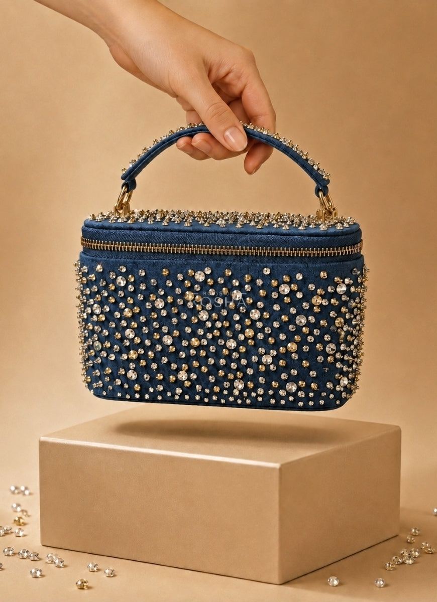 Gold &amp; Silver Denim Vanity Bag