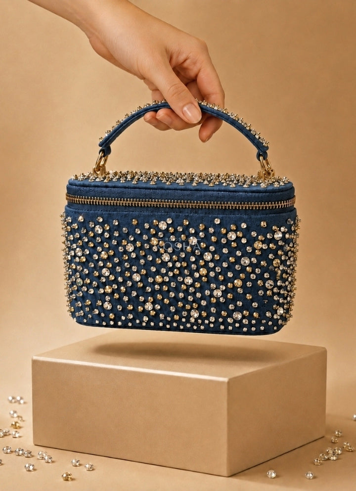 Gold &amp; Silver Denim Vanity Bag
