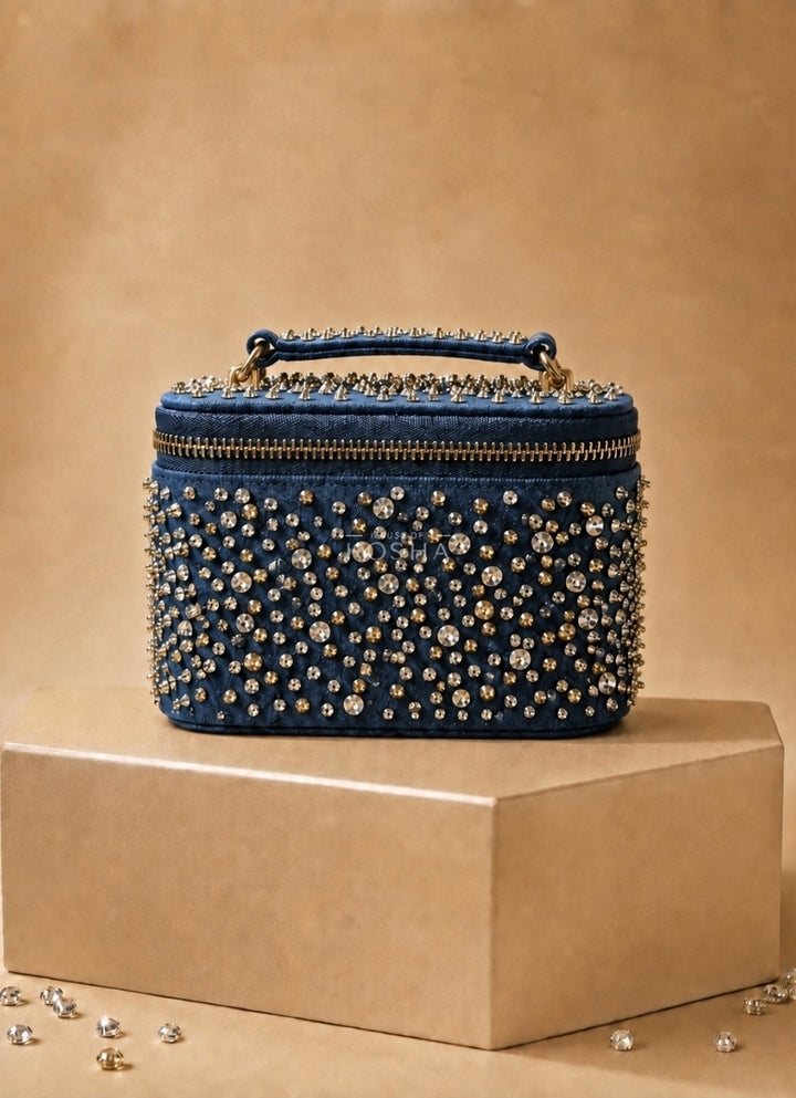 Gold &amp; Silver Denim Vanity Bag