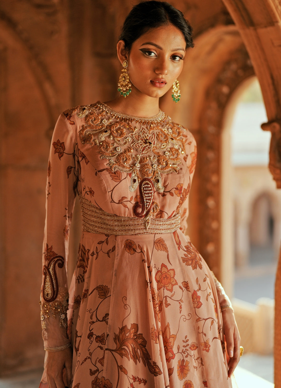 Blush Pink Organza Embroidered Anarkali Set