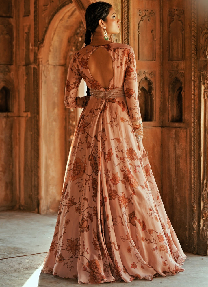 Blush Pink Organza Embroidered Anarkali Set