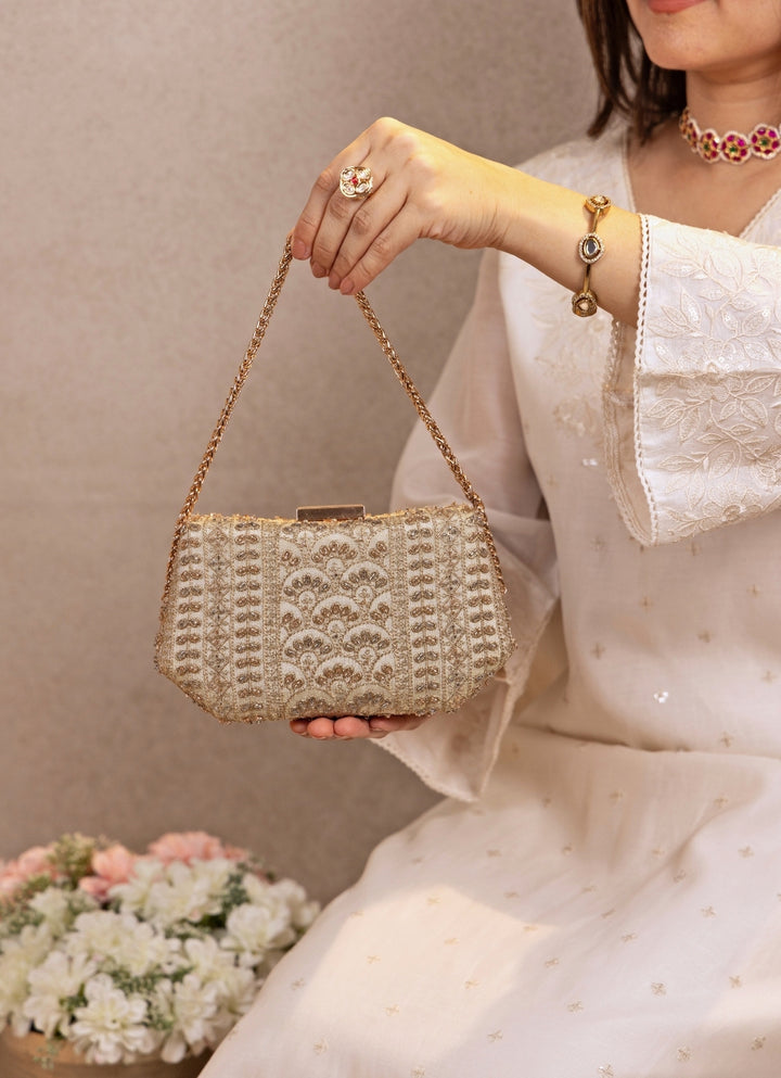 Gold Embroidered Clutch