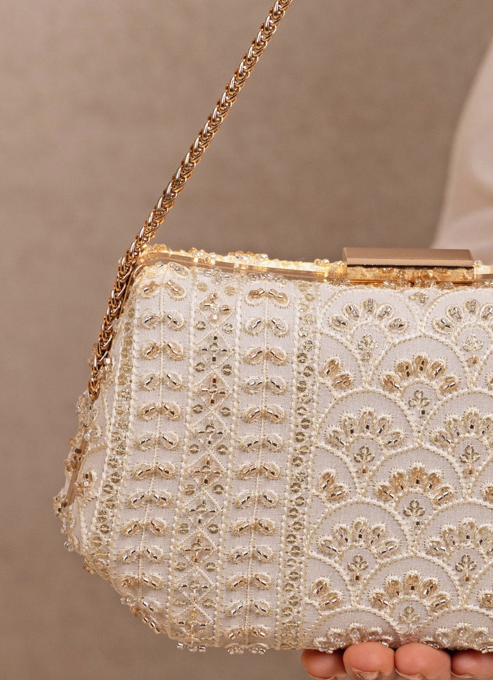 Ivory Embroidered Clutch