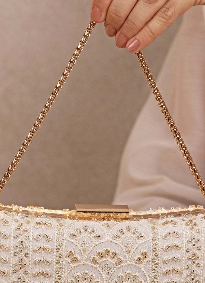Ivory Embroidered Clutch