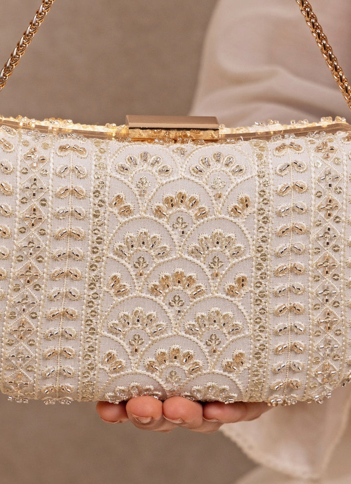 Ivory Embroidered Clutch