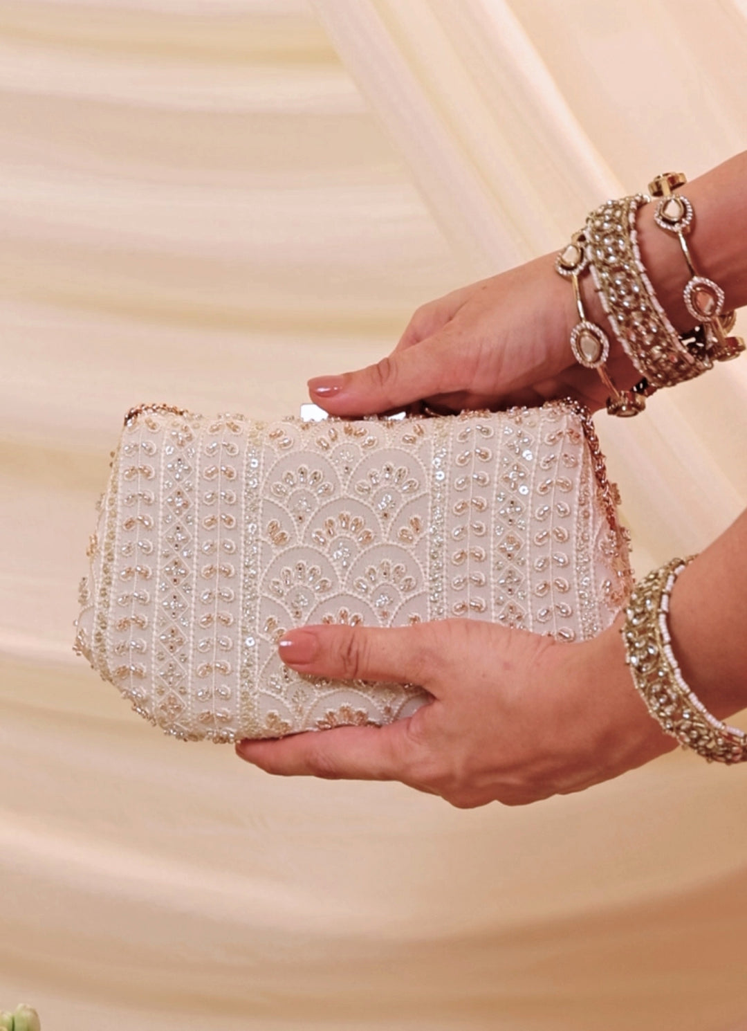 Ivory Embroidered Clutch