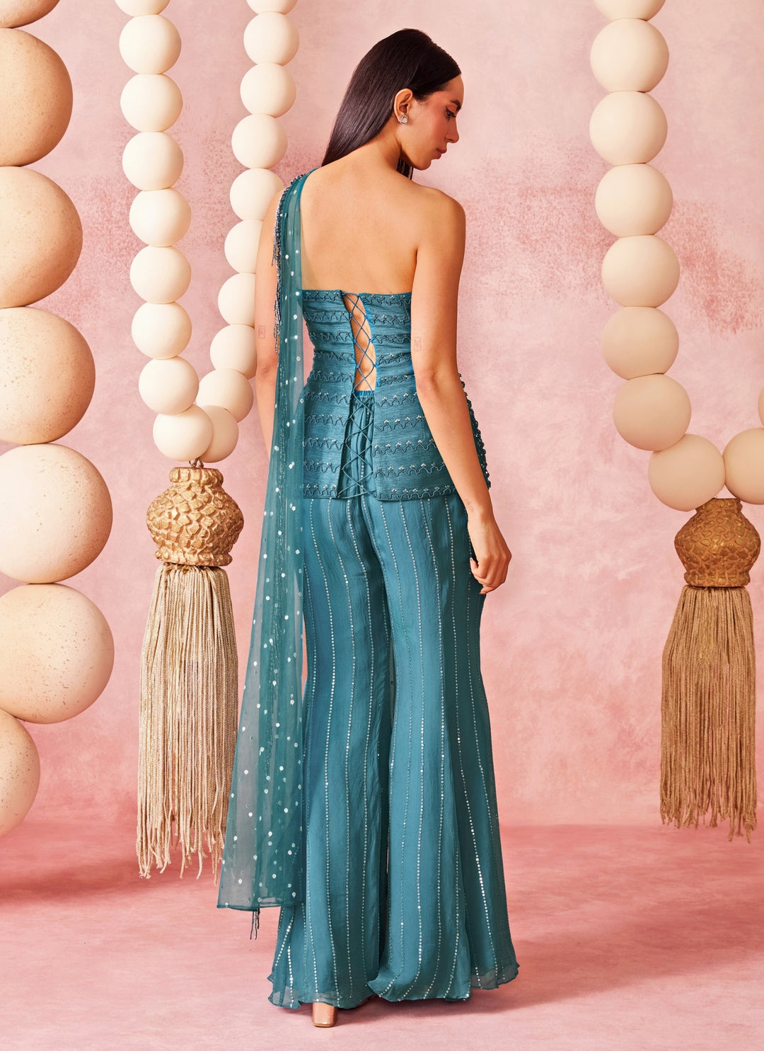 Blue Georgette Kurta Pants Set