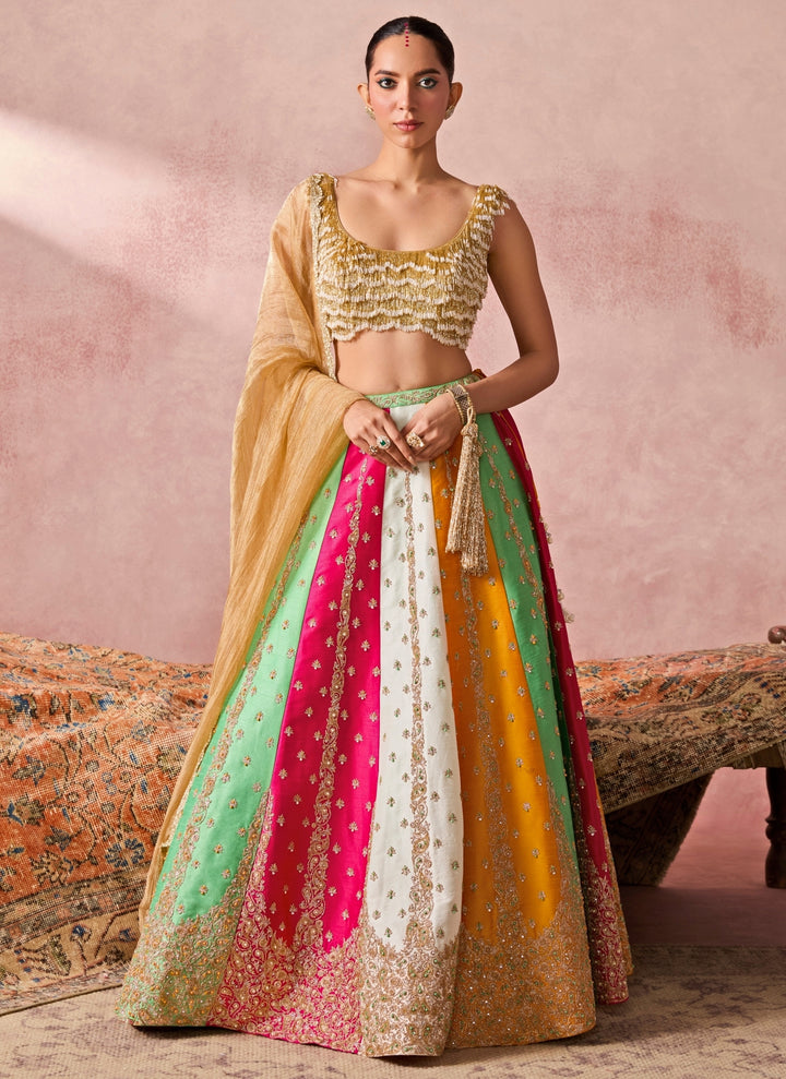 Multicolour Silk Lehenga Set