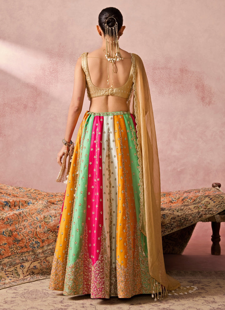Multicolour Silk Lehenga Set