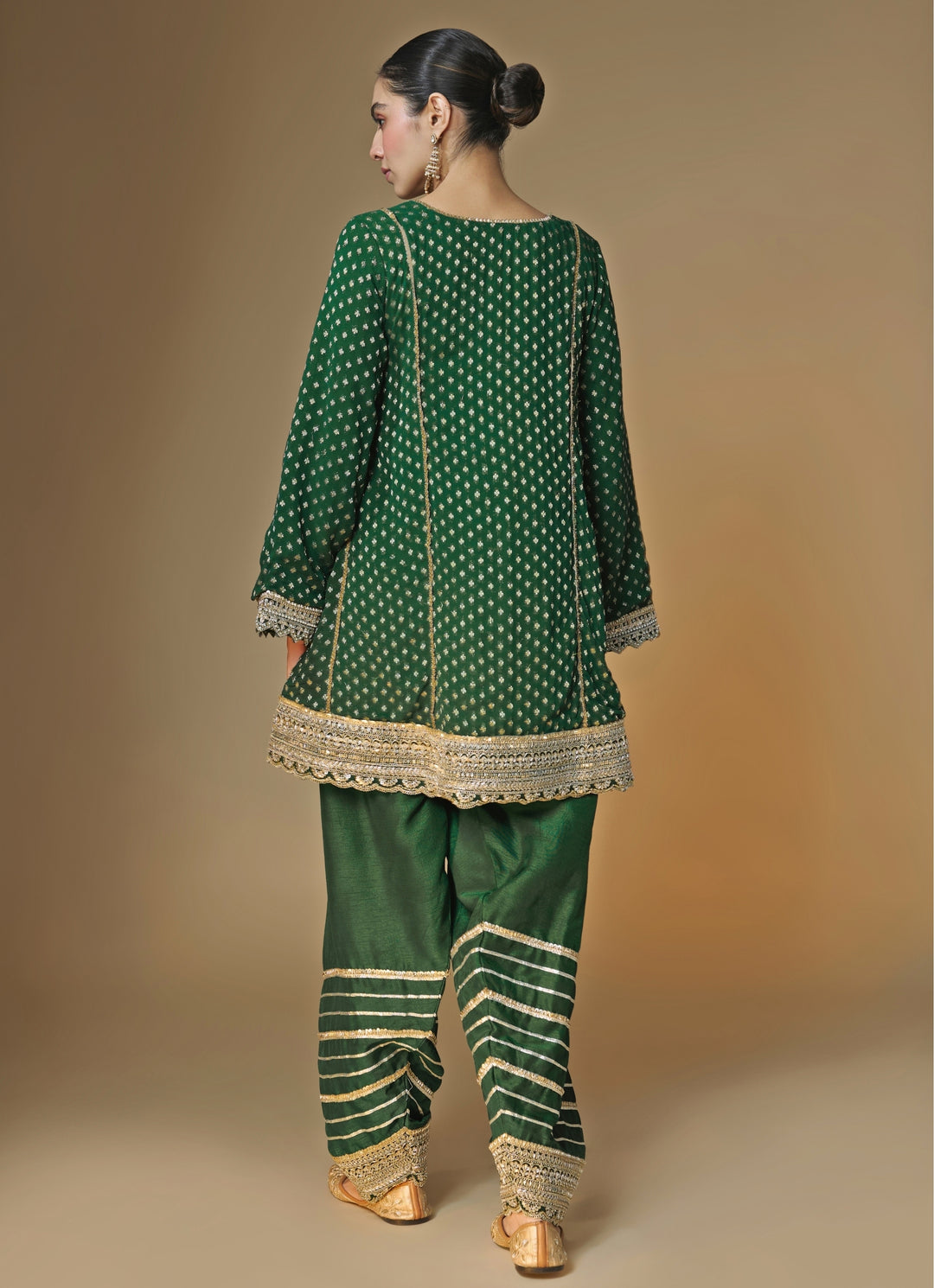 Emerald Green Silk Farshi Salwar Kurta Set