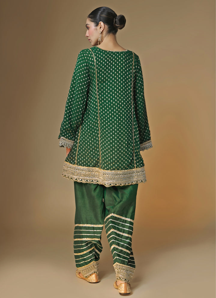 Emerald Green Silk Farshi Salwar Kurta Set