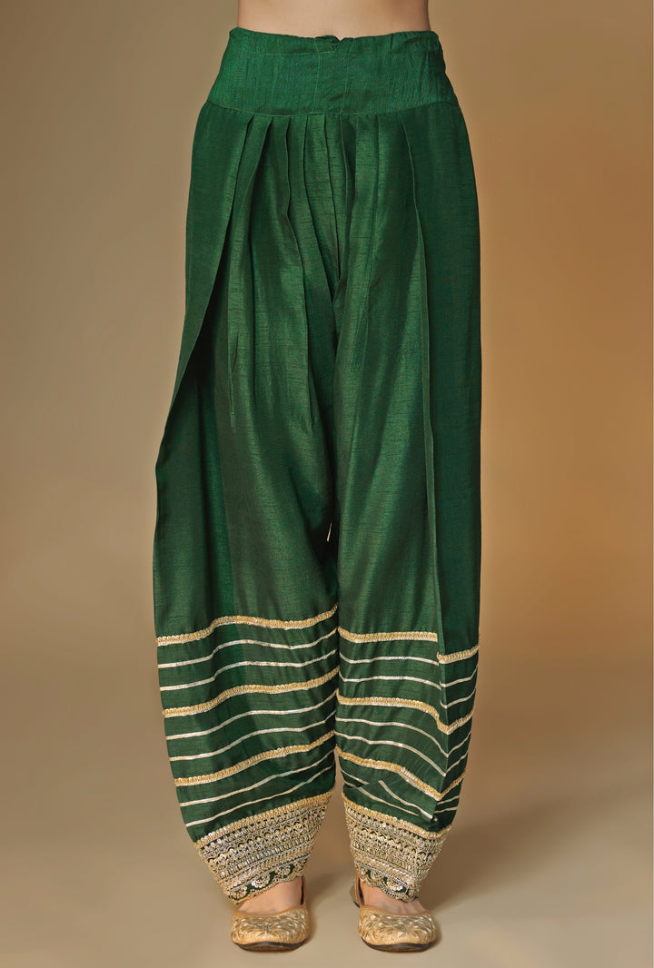 Emerald Green Silk Farshi Salwar Kurta Set