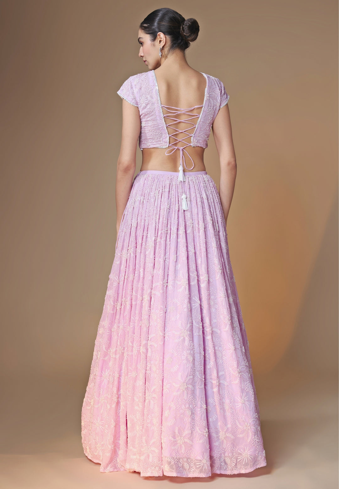 Lilac Floral Georgette Lehenga Set