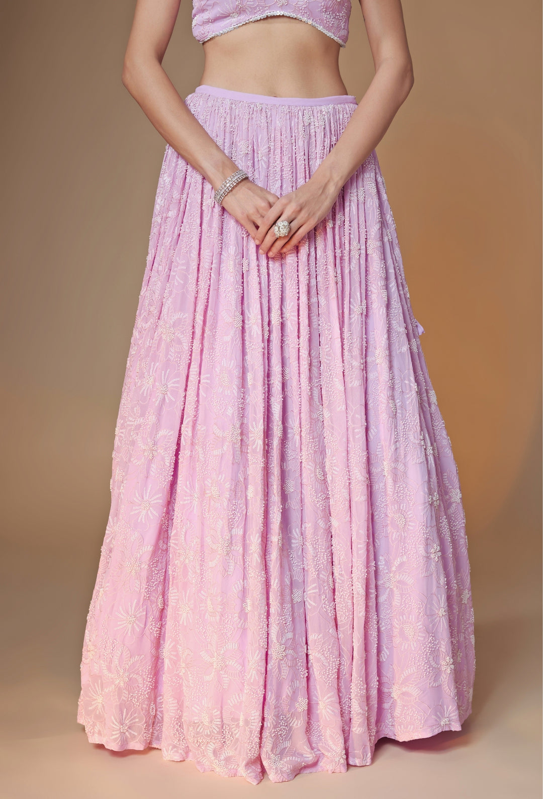 Lilac Floral Georgette Lehenga Set