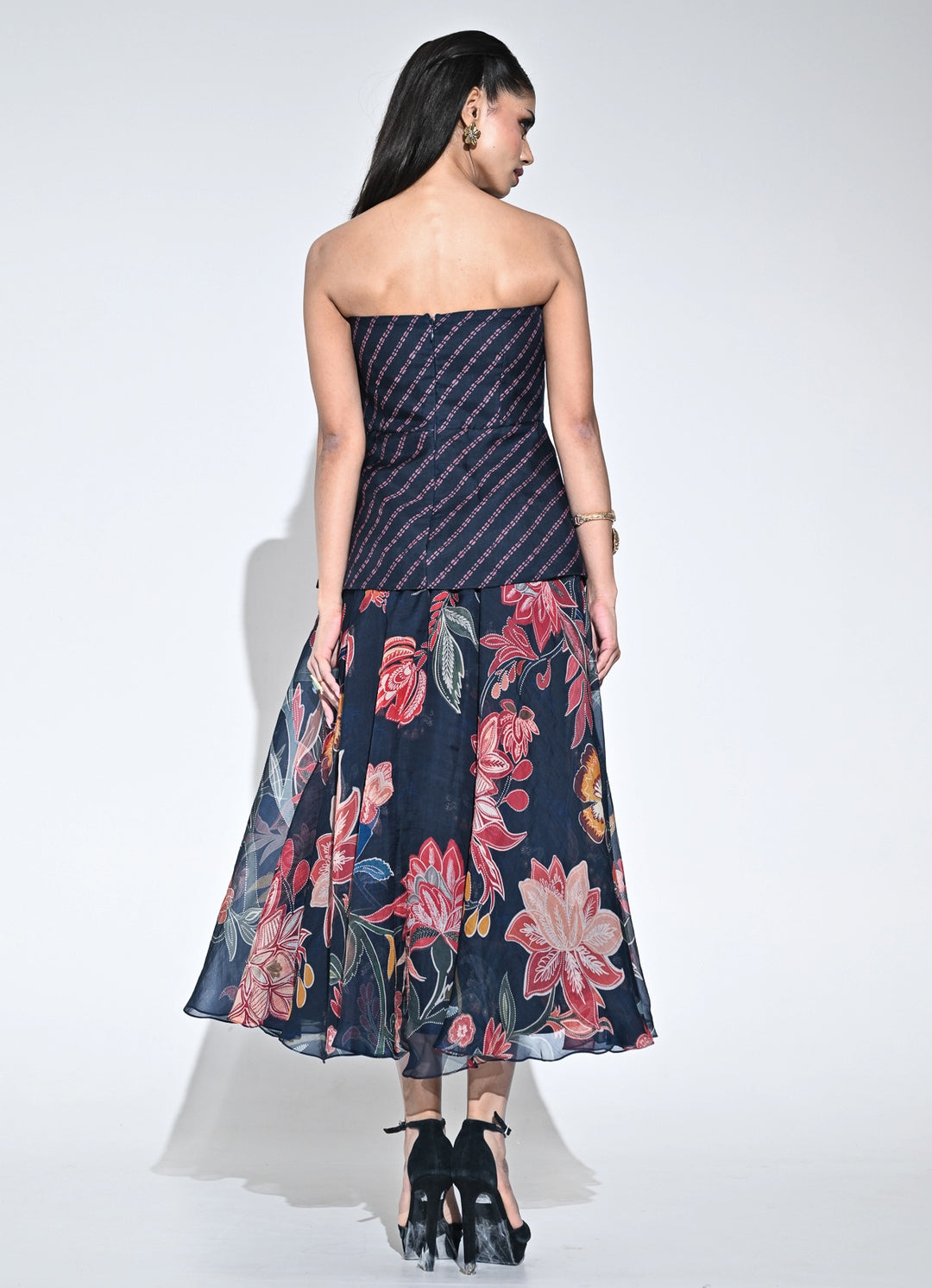 Black Organza Dual Midi Corset Dress