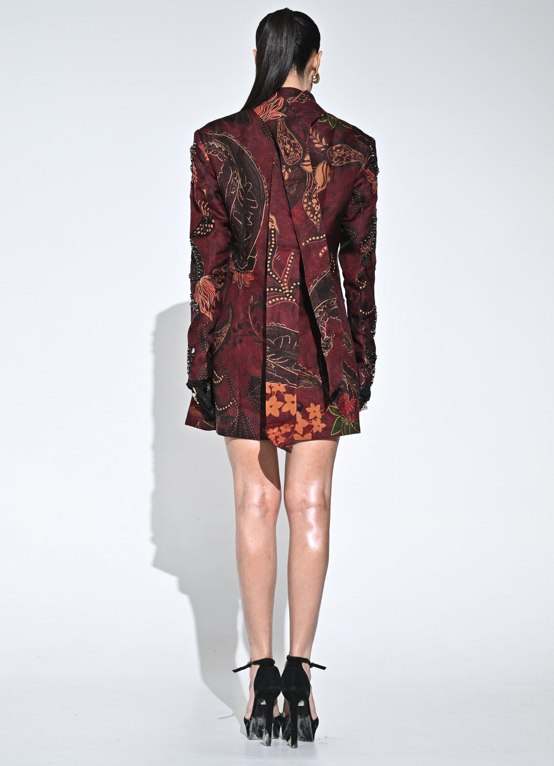 Maroon Red Organza Blazer Dress