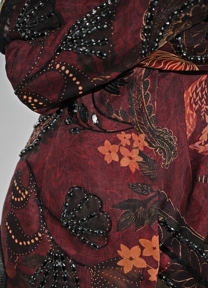 Maroon Red Organza Blazer Dress