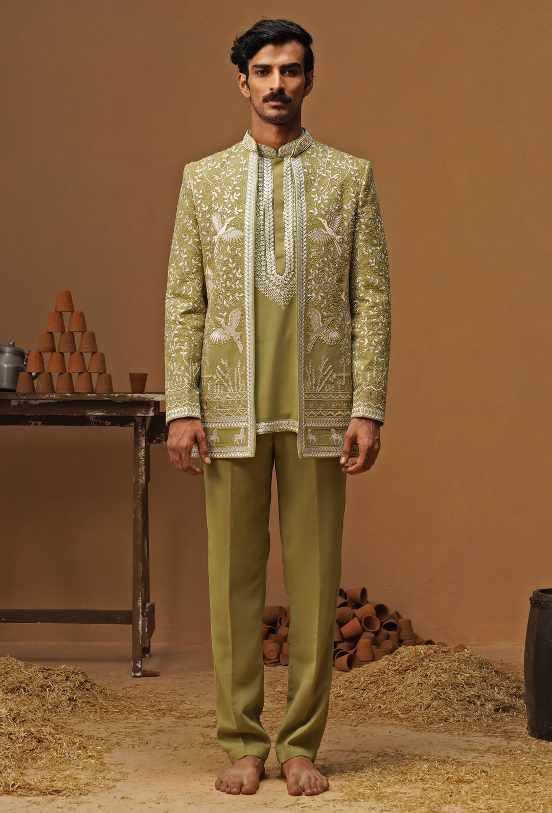Mehendi Green Georgette Jodhpuri Set