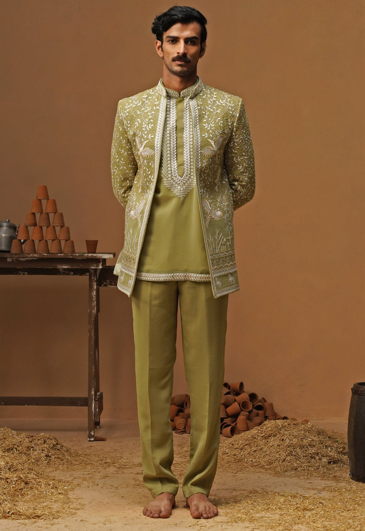 Mehendi Green Georgette Jodhpuri Set