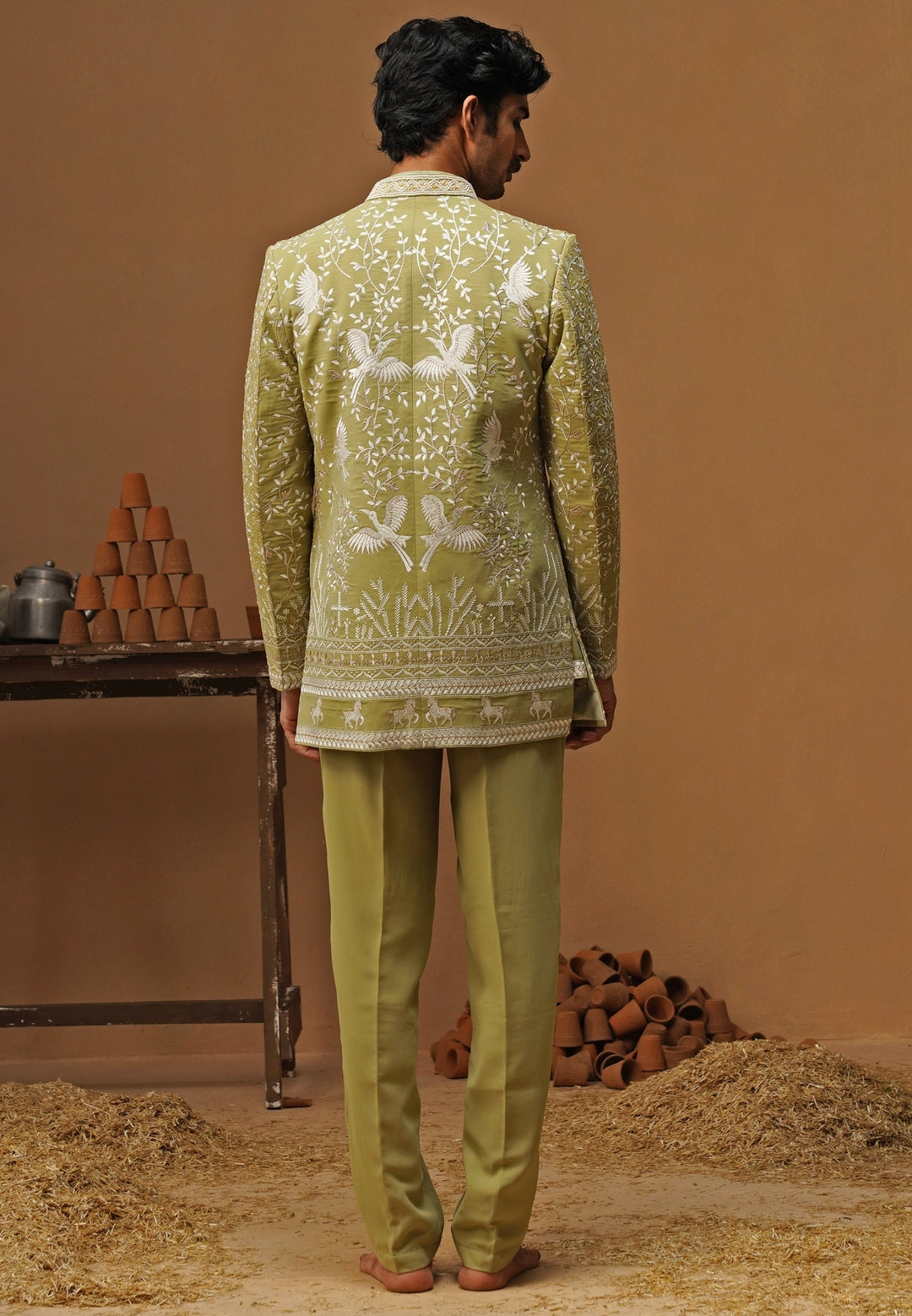 Mehendi Green Georgette Jodhpuri Set