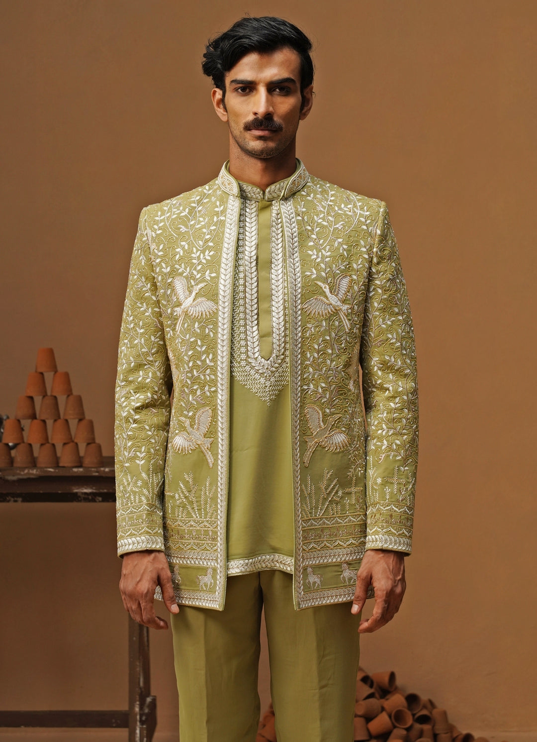 Mehendi Green Georgette Jodhpuri Set