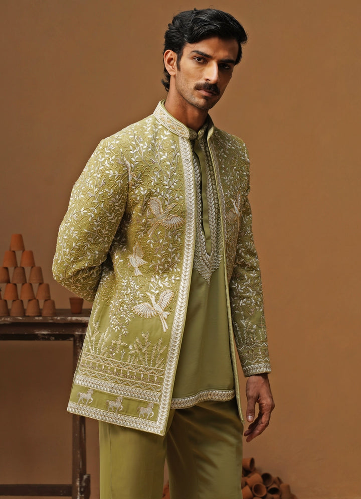 Mehendi Green Georgette Jodhpuri Set