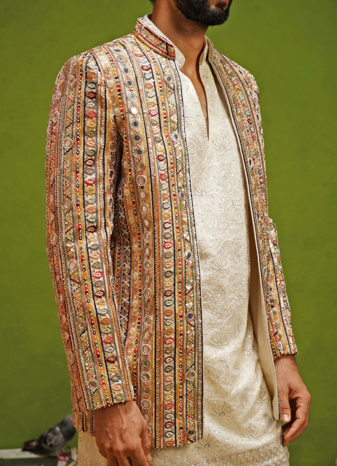 Ivory and Multicolor Georgette Jodhpuri Set