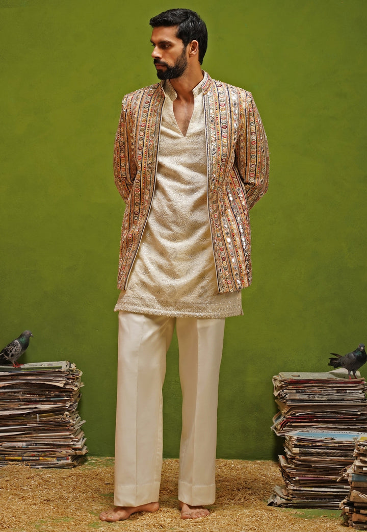 Ivory and Multicolor Georgette Jodhpuri Set