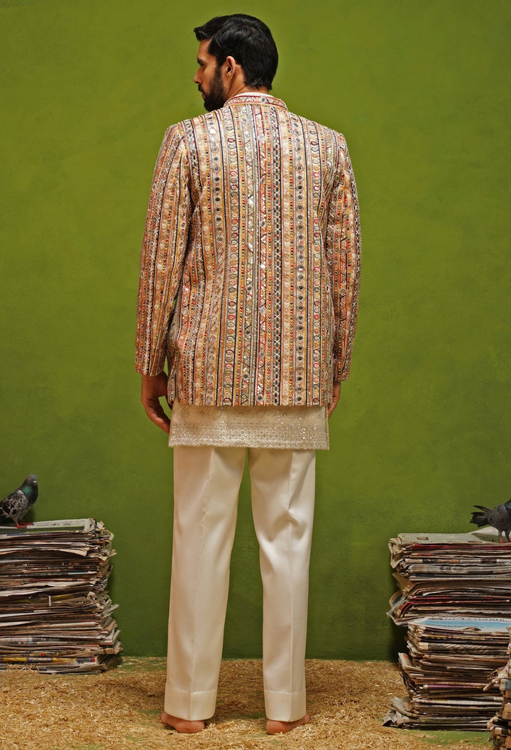 Ivory and Multicolor Georgette Jodhpuri Set
