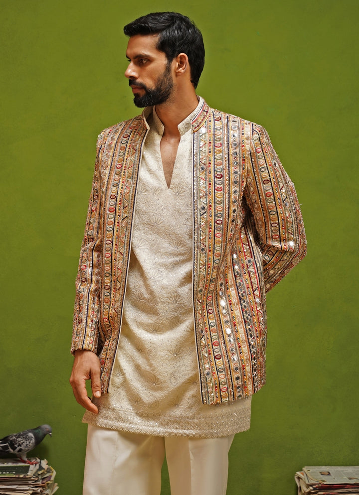 Ivory and Multicolor Georgette Jodhpuri Set