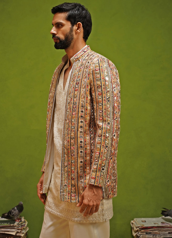 Ivory and Multicolor Georgette Jodhpuri Set