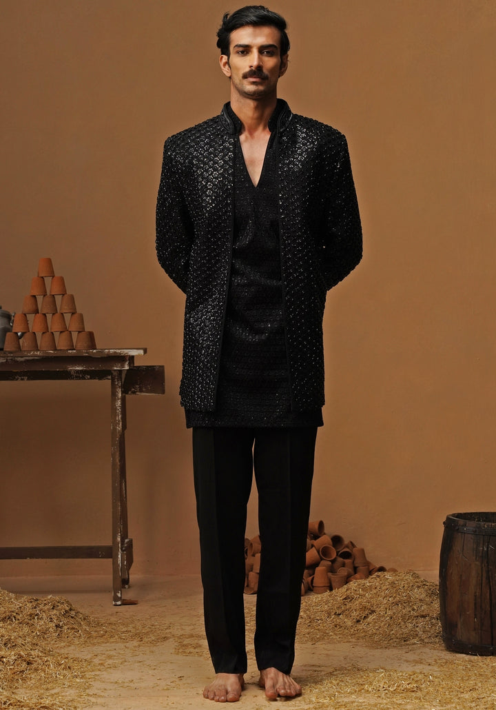 Black Georgette Jodhpuri Set