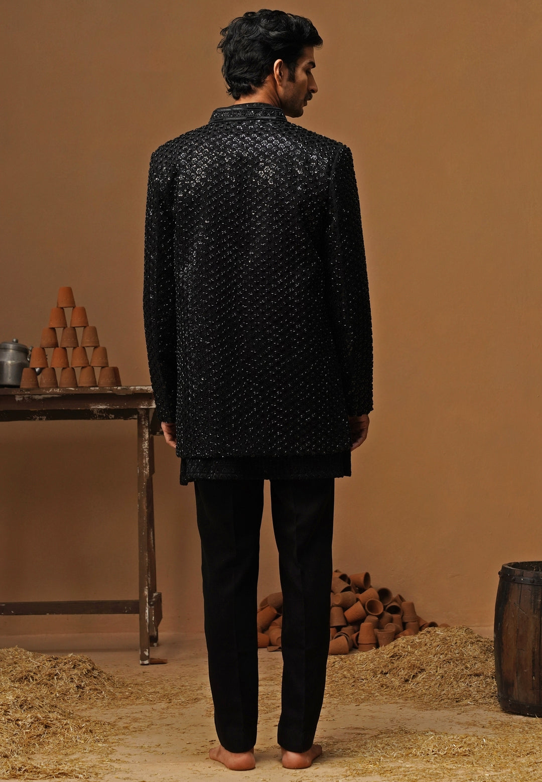 Black Georgette Jodhpuri Set