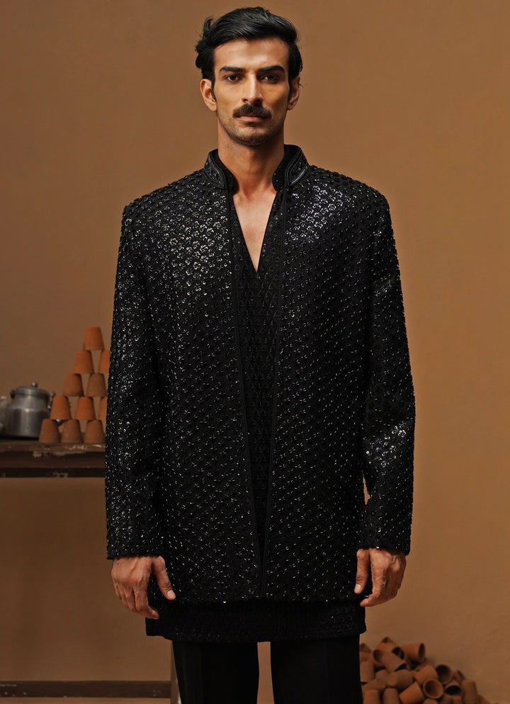 Black Georgette Jodhpuri Set