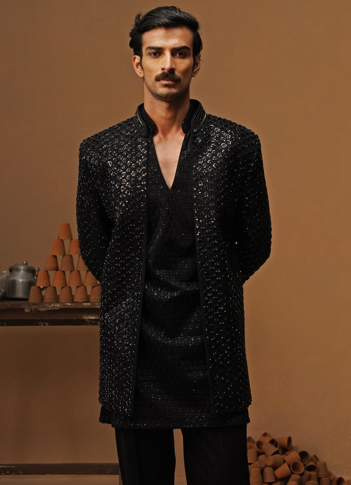 Black Georgette Jodhpuri Set