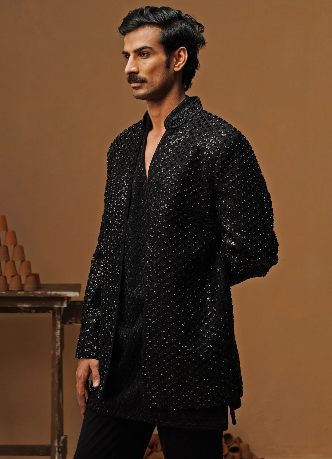 Black Georgette Jodhpuri Set
