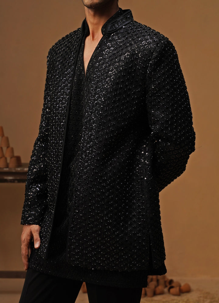 Black Georgette Jodhpuri Set
